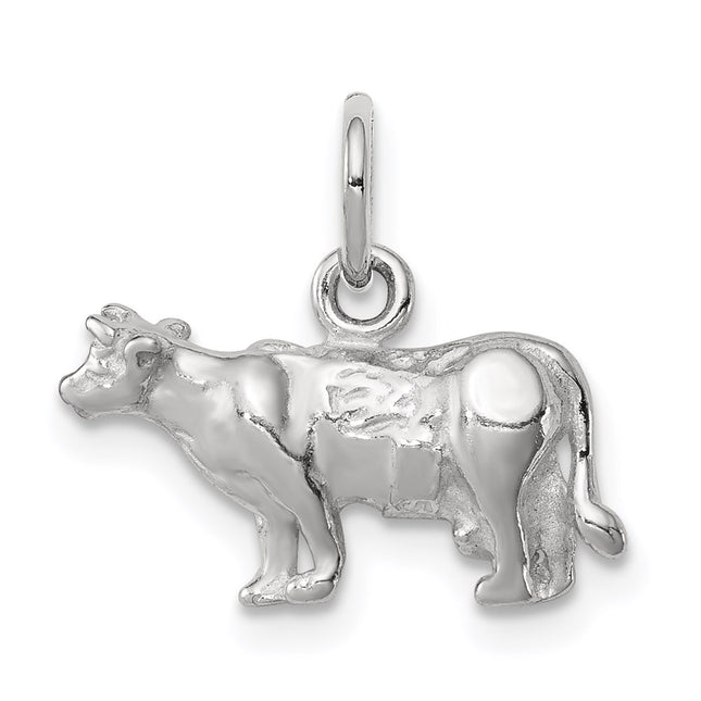 Sterling Silver Cow Charm, 15 x 16mm