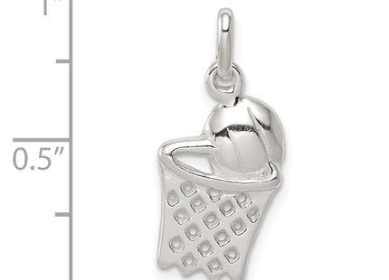 Sterling Silver Basketball in Hoop Charm