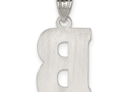 Sterling Silver Rhodium-plated Letter B Initial Pendant (Style QC2762B)