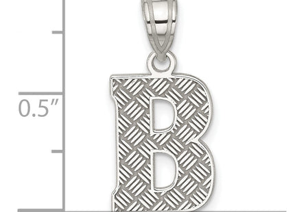 Sterling Silver Rhodium-plated Letter B Initial Pendant (Style QC2762B)