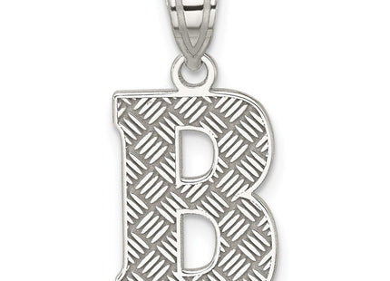 Sterling Silver Rhodium-plated Letter B Initial Pendant (Style QC2762B)
