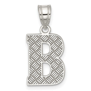 Sterling Silver Rhodium-plated Letter B Initial Pendant (Style QC2762B)