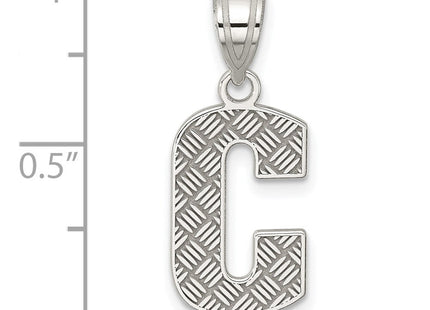 Sterling Silver Rhodium-plated Letter C Initial Pendant (Style QC2762C)