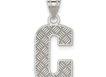 Sterling Silver Rhodium-plated Letter C Initial Pendant (Style QC2762C)
