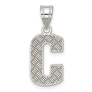 Sterling Silver Rhodium-plated Letter C Initial Pendant (Style QC2762C)