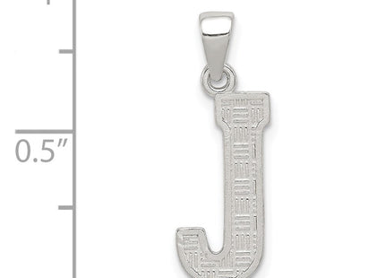 Sterling Silver Rhodium-plated Letter J Initial Pendant (Style QC2762J)