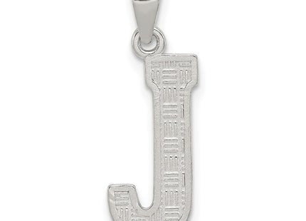 Sterling Silver Rhodium-plated Letter J Initial Pendant (Style QC2762J)