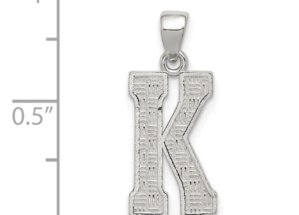 Sterling Silver Rhodium-plated Letter K Initial Pendant (Style QC2762K)