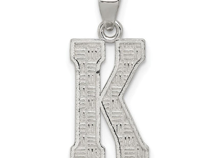 Sterling Silver Rhodium-plated Letter K Initial Pendant (Style QC2762K)