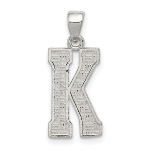 Sterling Silver Rhodium-plated Letter K Initial Pendant (Style QC2762K)