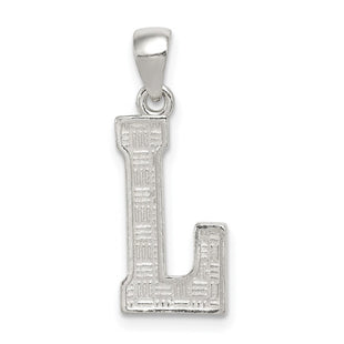 Sterling Silver Rhodium-plated Letter L Initial Pendant (Style QC2762L)