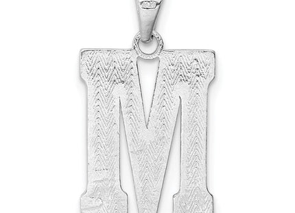 Sterling Silver Rhodium-plated Letter M Initial Pendant (Style QC2762M)