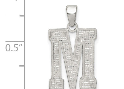 Sterling Silver Rhodium-plated Letter M Initial Pendant (Style QC2762M)