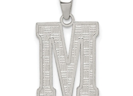 Sterling Silver Rhodium-plated Letter M Initial Pendant (Style QC2762M)