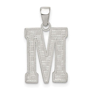 Sterling Silver Rhodium-plated Letter M Initial Pendant (Style QC2762M)