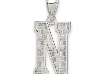 Sterling Silver Rhodium-plated Letter Initial Pendant (Small)