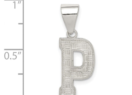 Sterling Silver Rhodium-plated Letter P Initial Pendant (Style QC2762P)
