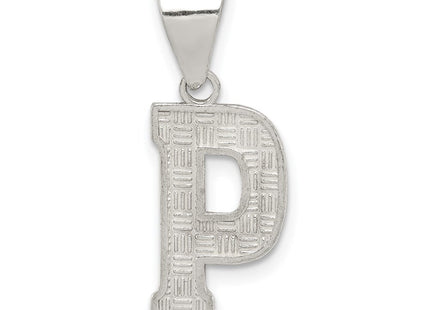 Sterling Silver Rhodium-plated Letter P Initial Pendant (Style QC2762P)