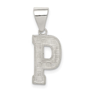 Sterling Silver Rhodium-plated Letter P Initial Pendant (Style QC2762P)