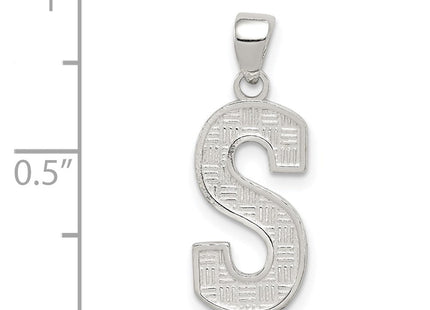 Sterling Silver Rhodium-plated Letter S Initial Pendant (Style QC2762S)