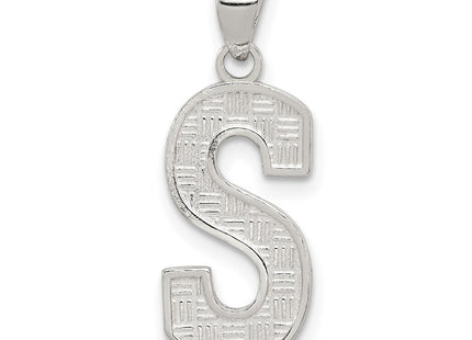 Sterling Silver Rhodium-plated Letter S Initial Pendant (Style QC2762S)