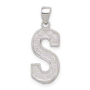 Sterling Silver Rhodium-plated Letter S Initial Pendant (Style QC2762S)