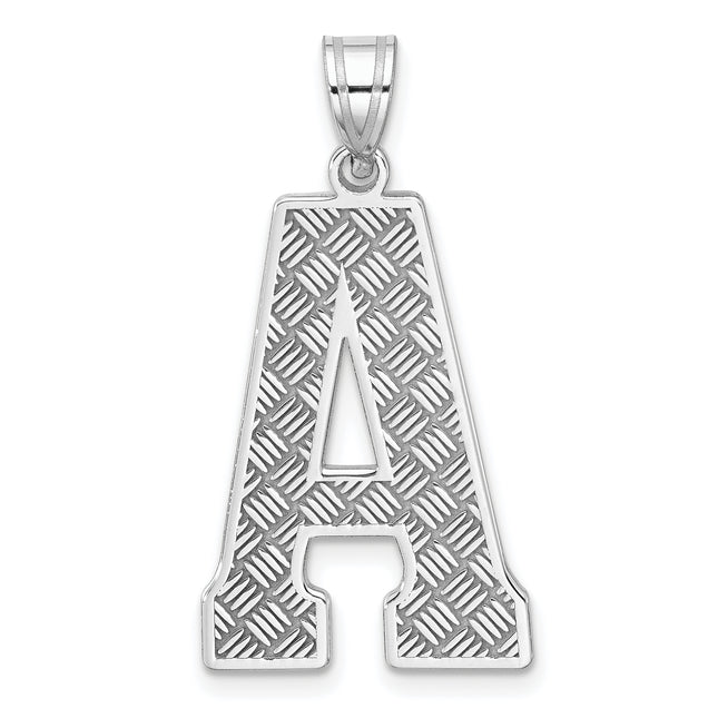 Sterling Silver Rhodium-plated Letter Initial Pendant, 35 x 17mm
