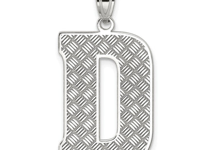 Sterling Silver Rhodium-plated Letter D Initial Pendant (Style QC2766D)