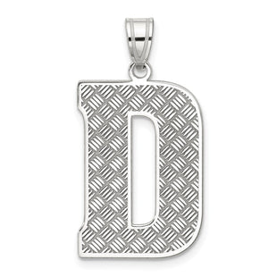 Sterling Silver Rhodium-plated Letter D Initial Pendant (Style QC2766D)