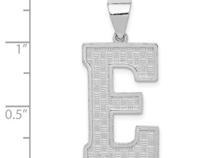 Sterling Silver Rhodium-plated Letter E Initial Pendant (Style QC2766E)