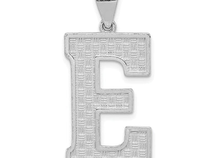 Sterling Silver Rhodium-plated Letter E Initial Pendant (Style QC2766E)