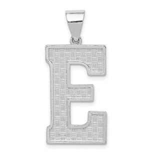 Sterling Silver Rhodium-plated Letter E Initial Pendant (Style QC2766E)