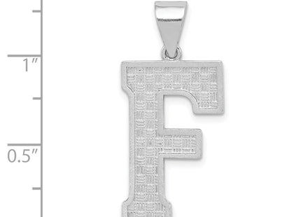 Sterling Silver Rhodium-plated Letter F Initial Pendant (Style QC2766F)