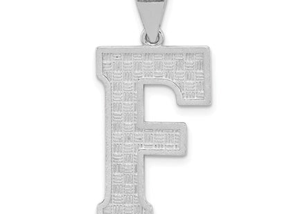Sterling Silver Rhodium-plated Letter F Initial Pendant (Style QC2766F)