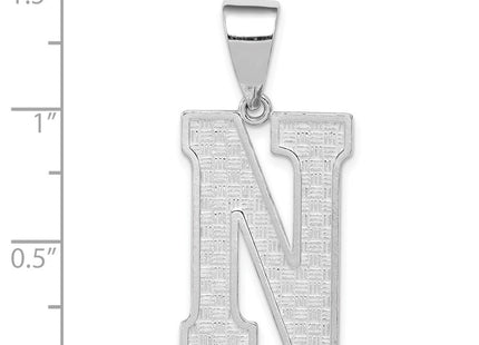 Sterling Silver Rhodium-plated Letter N Initial Pendant (Style QC2766N)
