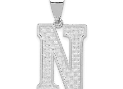 Sterling Silver Rhodium-plated Letter N Initial Pendant (Style QC2766N)