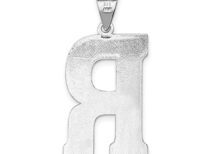 Sterling Silver Rhodium-plated Letter R Initial Pendant (Style QC2766R)
