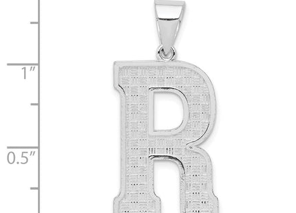Sterling Silver Rhodium-plated Letter R Initial Pendant (Style QC2766R)