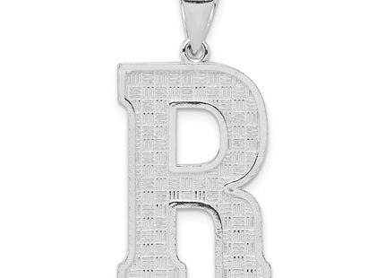 Sterling Silver Rhodium-plated Letter R Initial Pendant (Style QC2766R)