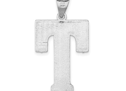 Sterling Silver Rhodium-plated Letter T Initial Pendant (Style QC2766T)