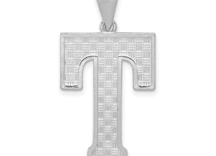 Sterling Silver Rhodium-plated Letter T Initial Pendant (Style QC2766T)