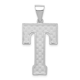 Sterling Silver Rhodium-plated Letter T Initial Pendant (Style QC2766T)