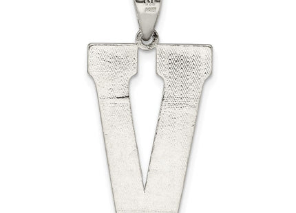 Sterling Silver Rhodium-plated Letter V Initial Pendant (Style QC2766V)