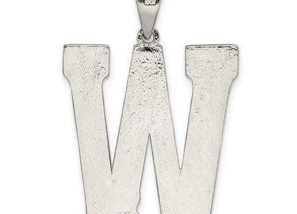 Sterling Silver Rhodium-plated Letter W Initial Pendant (Style QC2766W)