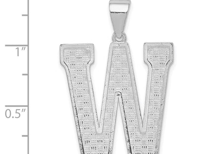 Sterling Silver Rhodium-plated Letter W Initial Pendant (Style QC2766W)