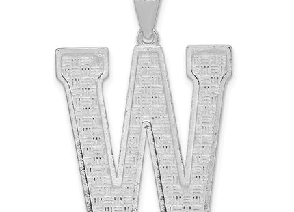 Sterling Silver Rhodium-plated Letter W Initial Pendant (Style QC2766W)