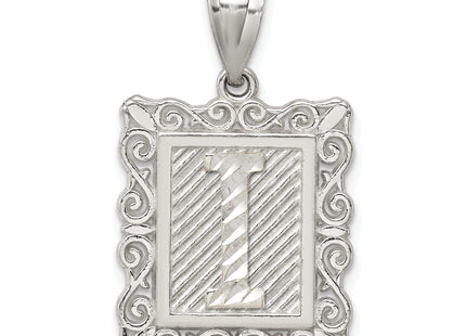 Sterling Silver Square Diamond-cut Letter Initial Pendant