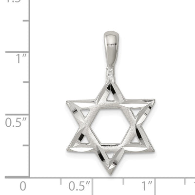 Sterling Silver Star of David Charm, 31 x 19mm