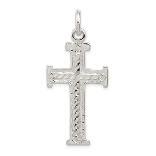 Sterling Silver Diamond -Cut Cross Pendant (Style QC2879)