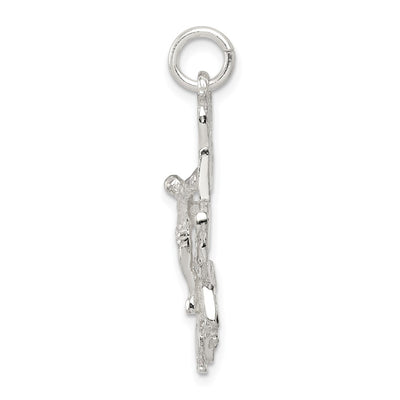 Sterling Silver Cara Vaca Crucifix Pendant, 31 x 16mm